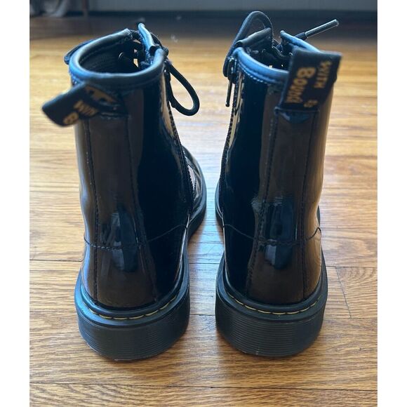 Dr. Martens 1460 Y Combat Boots Unisex Black Patent Leather Side Zip Size M5/L6 - Picture 5 of 10